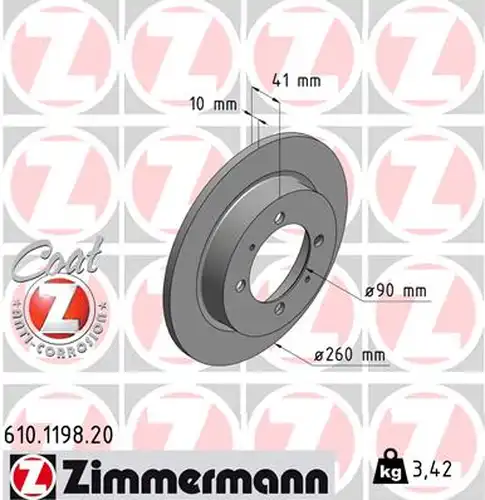 спирачен диск ZIMMERMANN 610.1198.20