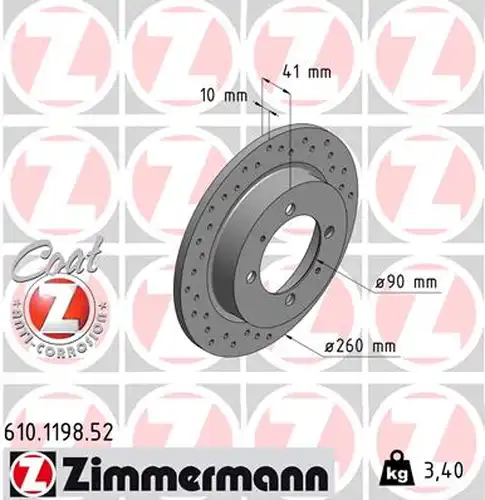 спирачен диск ZIMMERMANN 610.1198.52