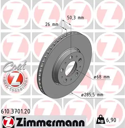 спирачен диск ZIMMERMANN 610.3701.20