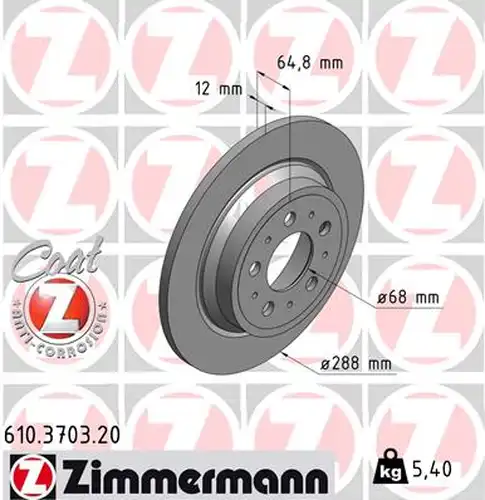 спирачен диск ZIMMERMANN 610.3703.20