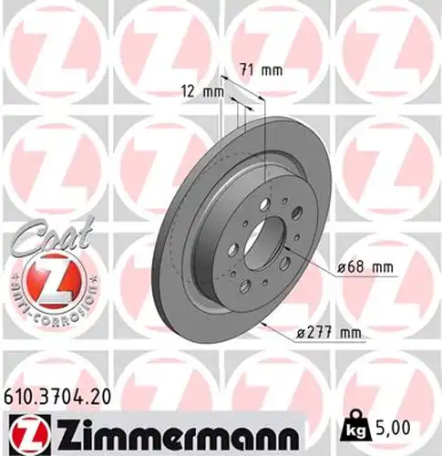 спирачен диск ZIMMERMANN 610.3704.20