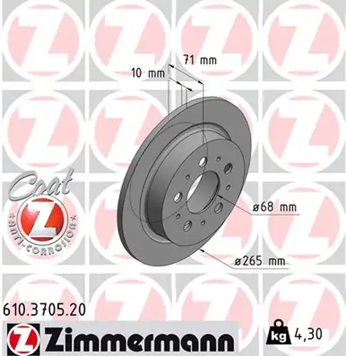 спирачен диск ZIMMERMANN 610.3705.20