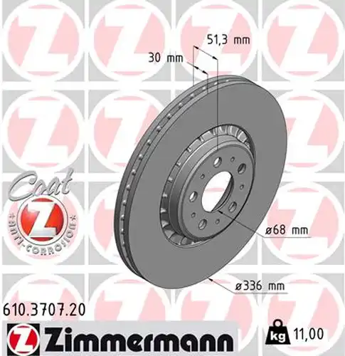 спирачен диск ZIMMERMANN 610.3707.20