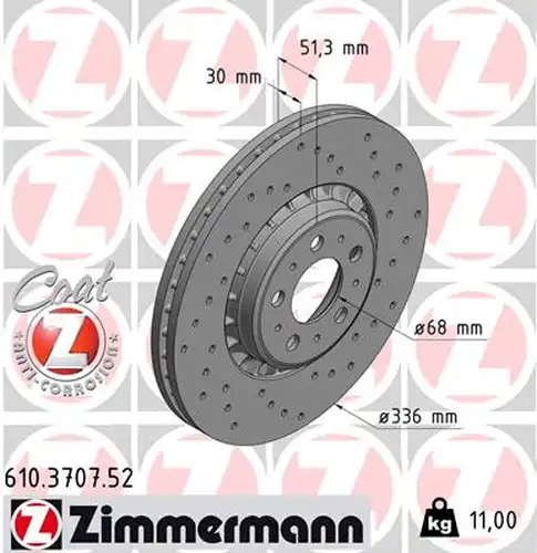 спирачен диск ZIMMERMANN 610.3707.52