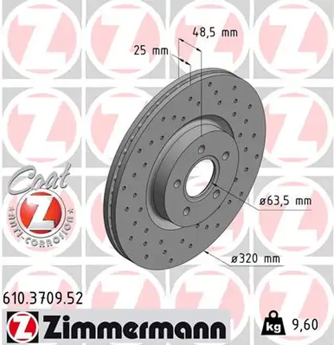 спирачен диск ZIMMERMANN 610.3709.52