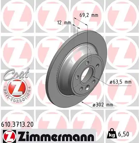 спирачен диск ZIMMERMANN 610.3713.20